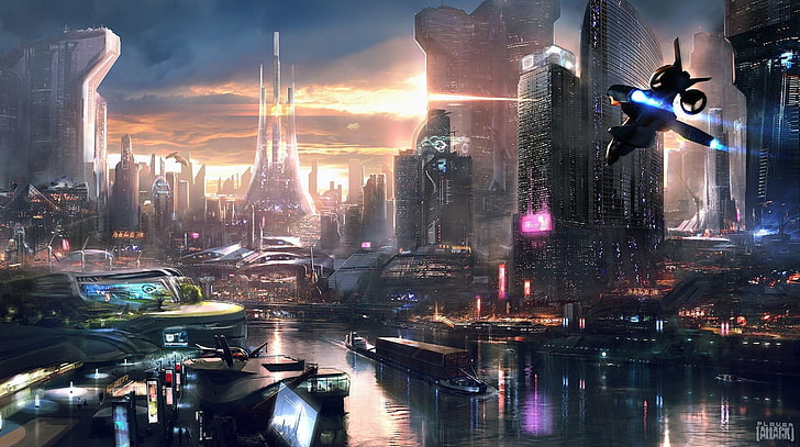 cyberpunk science fiction futuristic city wallpaper preview